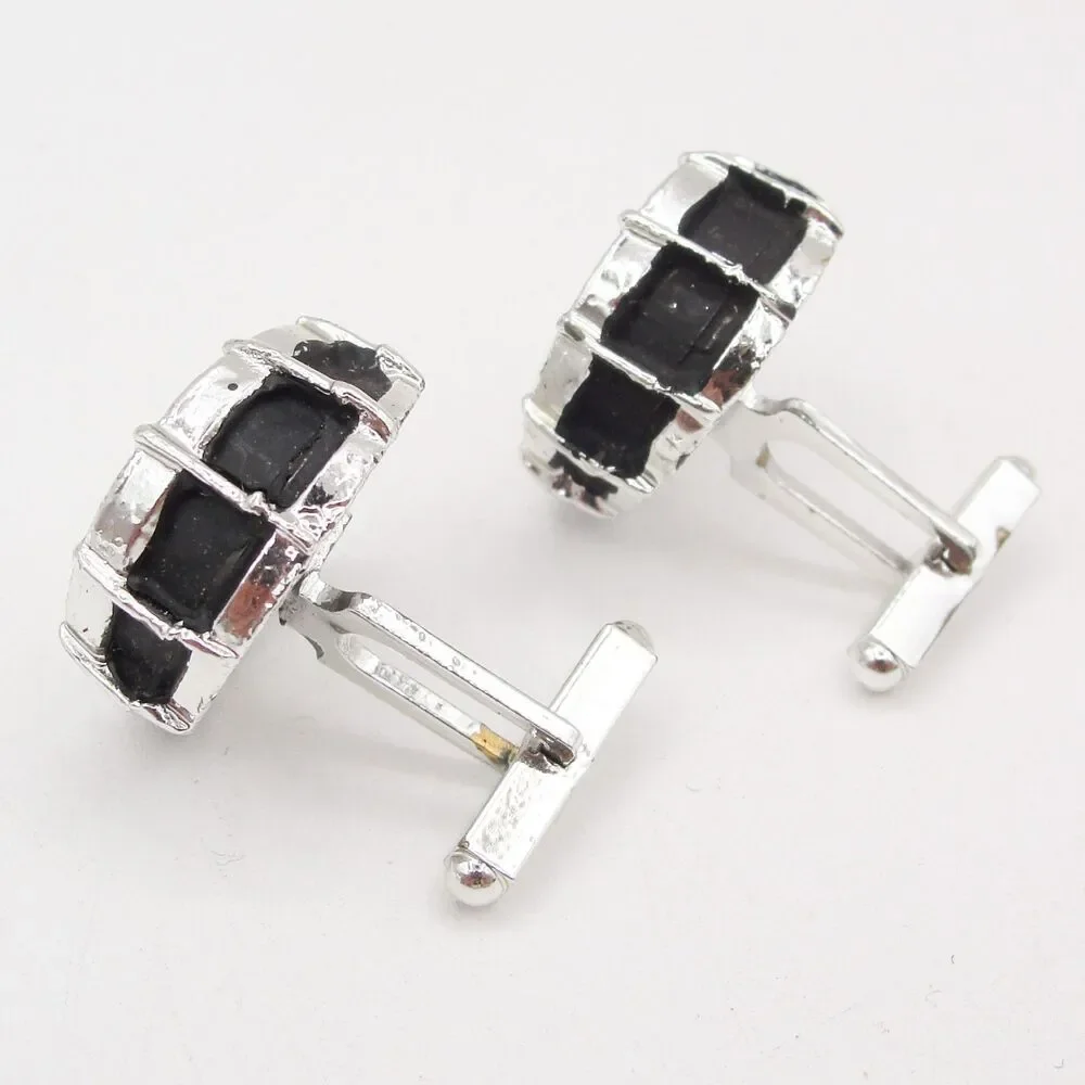 Vintage Snare Drum Cufflinks Jazz Rock Band Music Musician Mother of Pearl Black